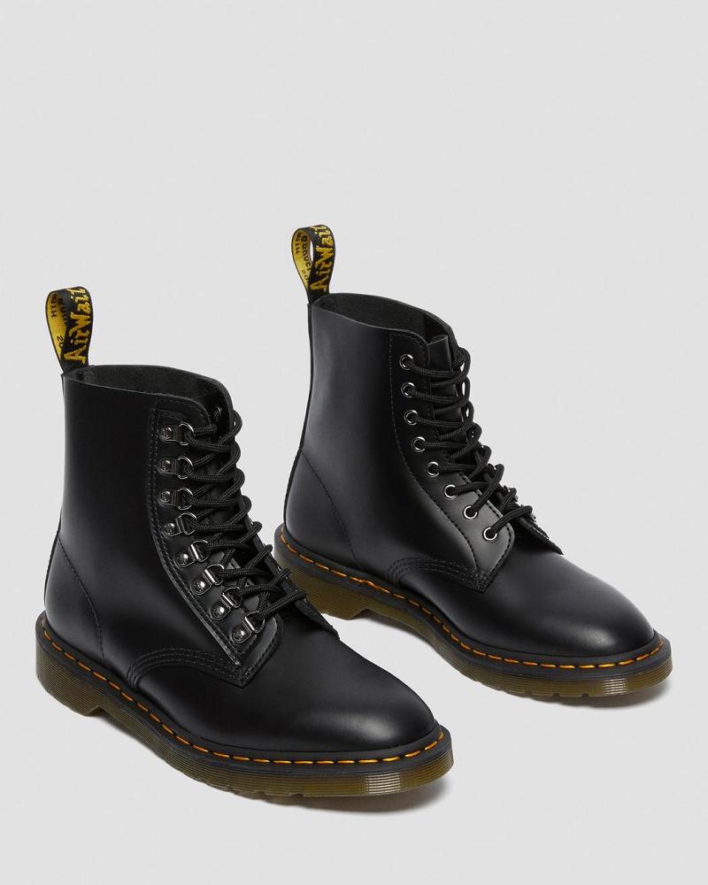 Men's Dr Martens 1460 Pascal Verso Smooth Leather Lace Up Boots Black | AU 528TCE